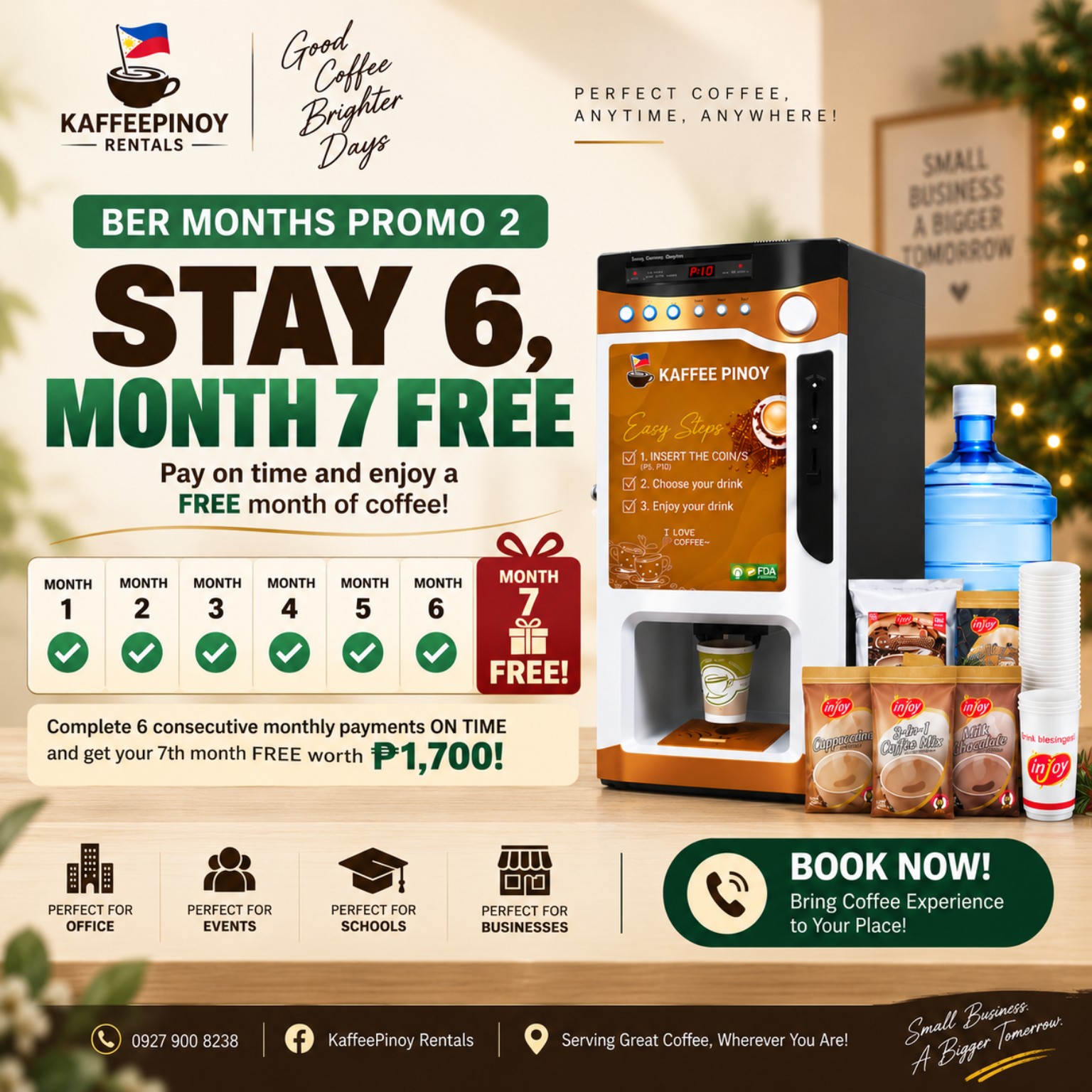 KaffeePinoy BER Months Promo 2 Stay 6 Month 7 Free